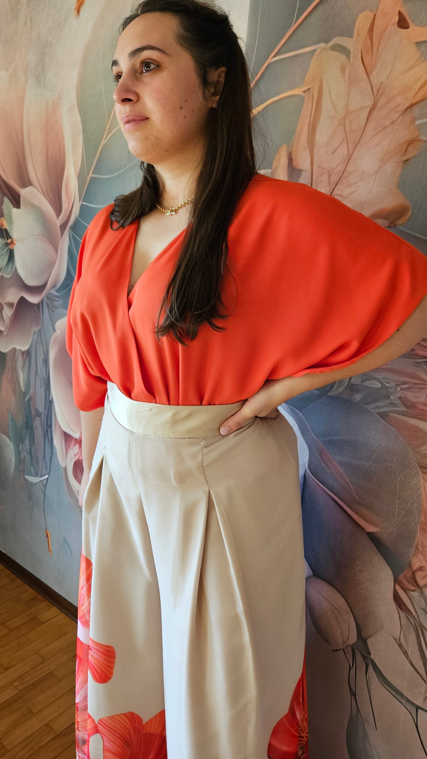 Completo body con Pantaloni Palazzo - Rosa Biondillo