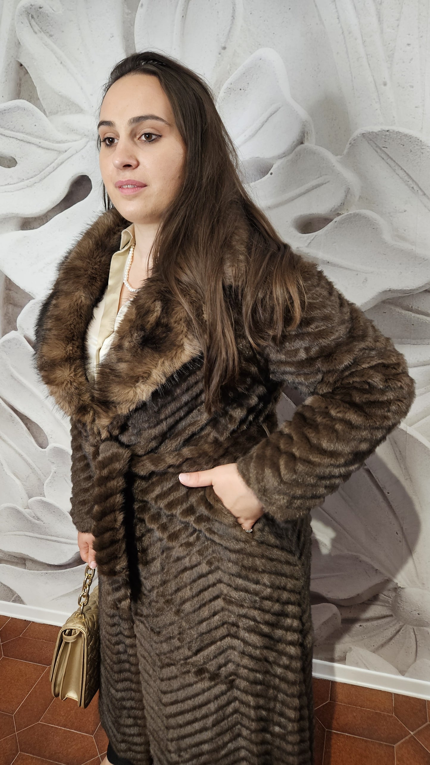 Cappotto in Pelliccia Sintetica Magazzini Milano – Marrone Scuro