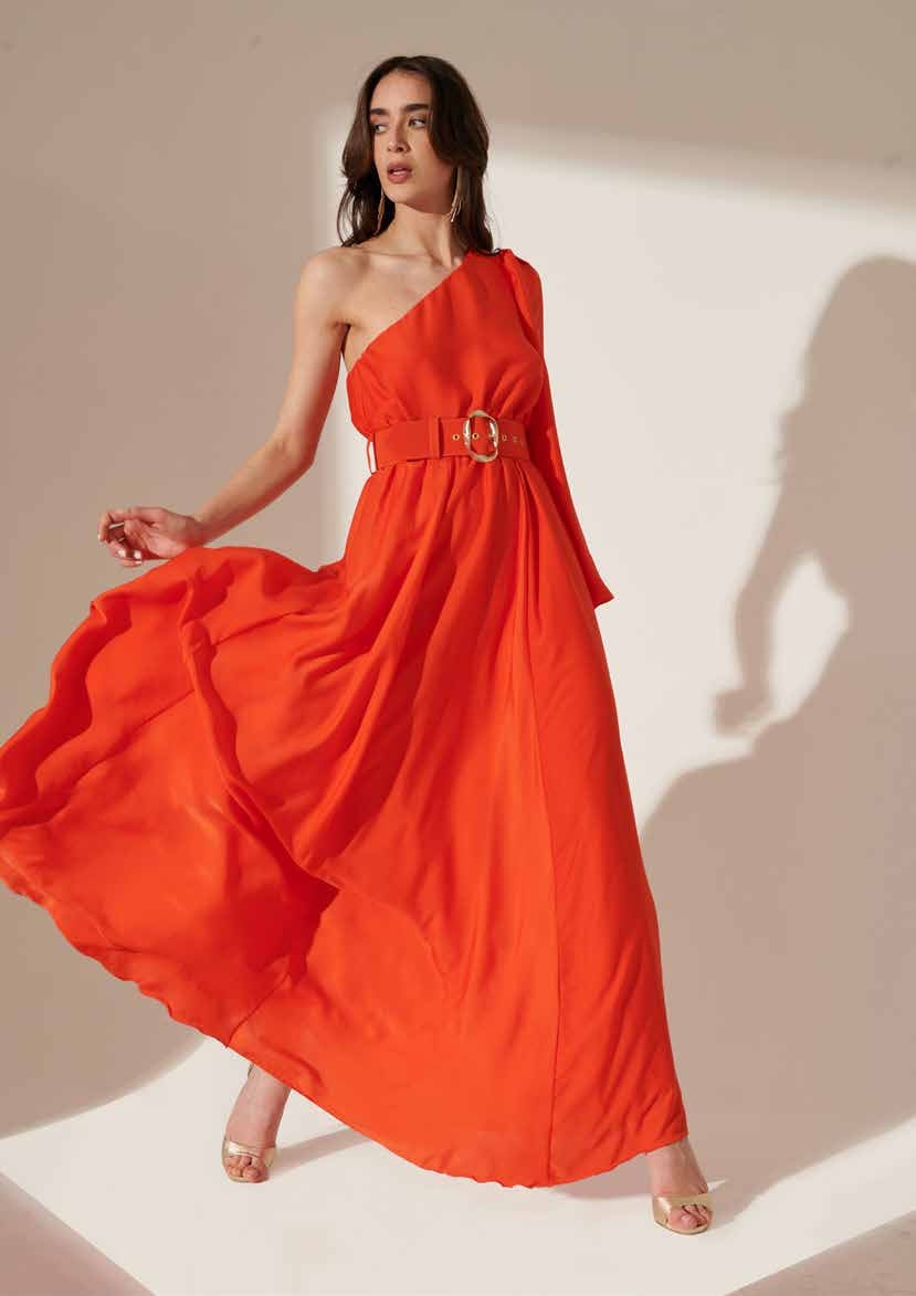 Vestito Monospalla Arancione