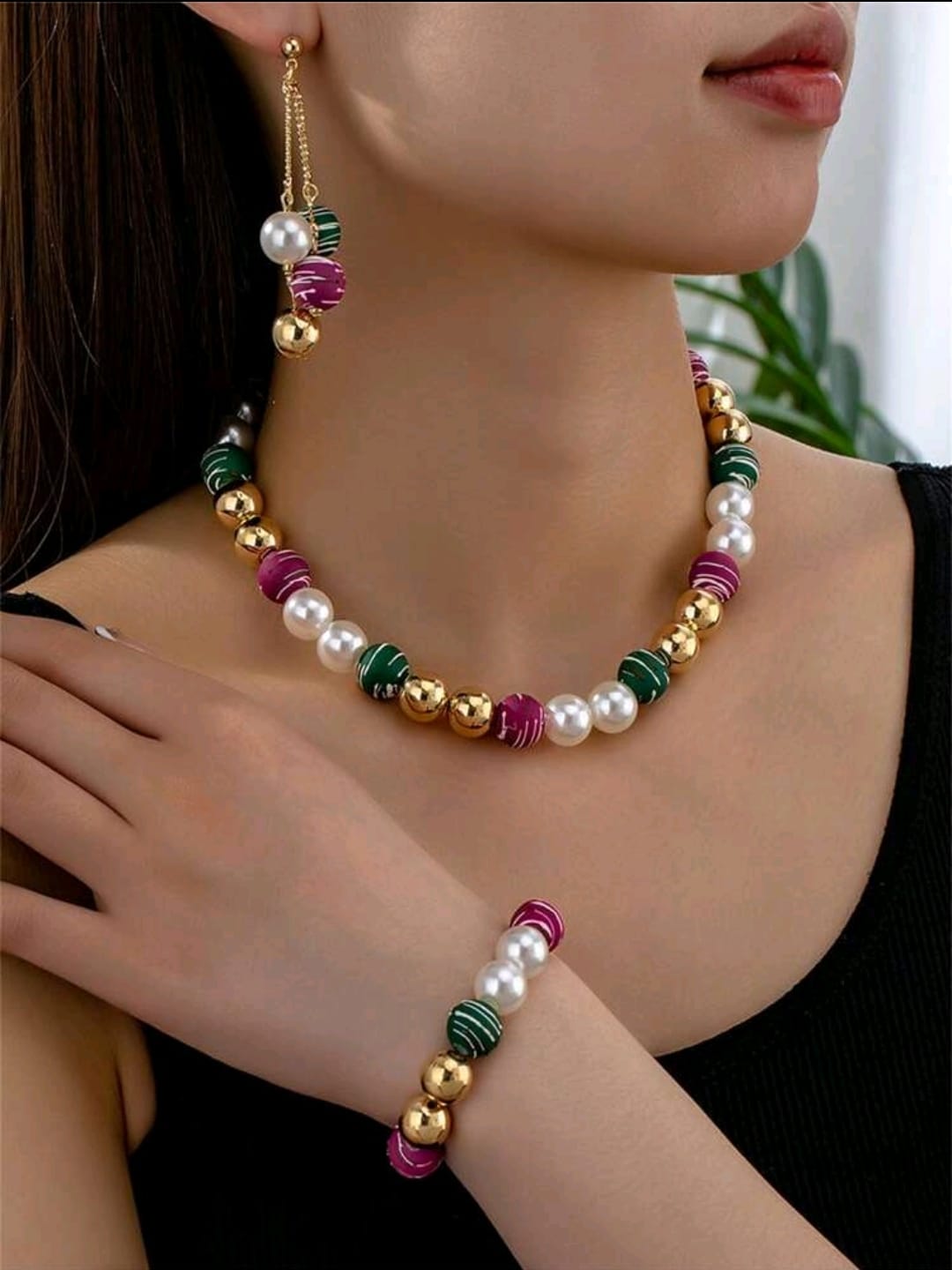 Set collana bracciale orecchini colorati
