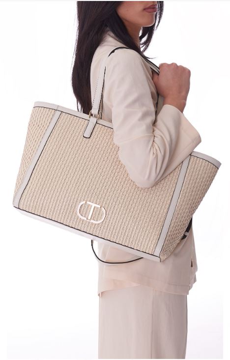 BORSA SHOPPER TWINSET INTRECCIATA CON LOGO