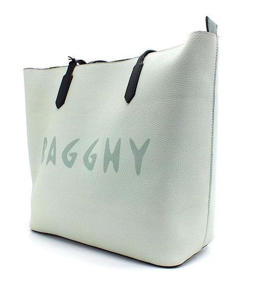 BAGGHY Borsa Shoppping Logo Multicolor Verde Acqua