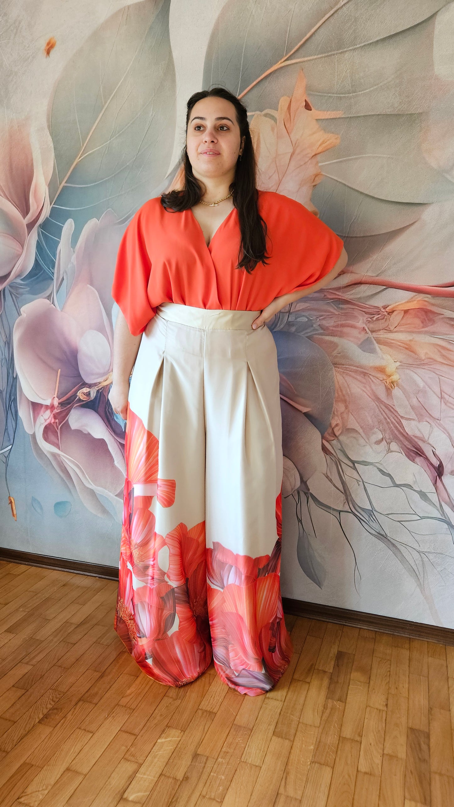 Completo body con Pantaloni Palazzo - Rosa Biondillo
