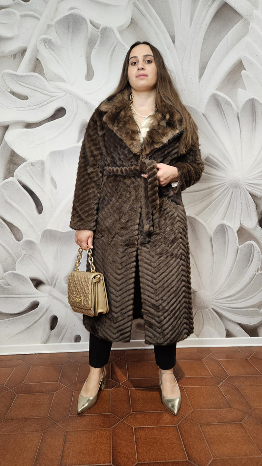 Cappotto in Pelliccia Sintetica Magazzini Milano – Marrone Scuro
