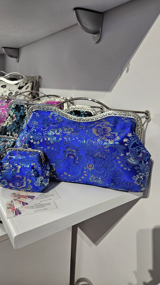 Clutch standard blu elettrico con porta monete