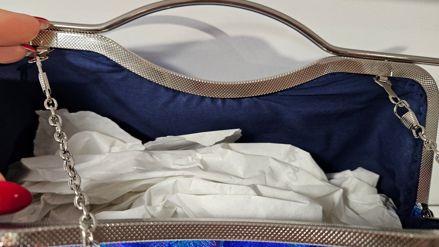 Clutch standard blu elettrico con porta monete