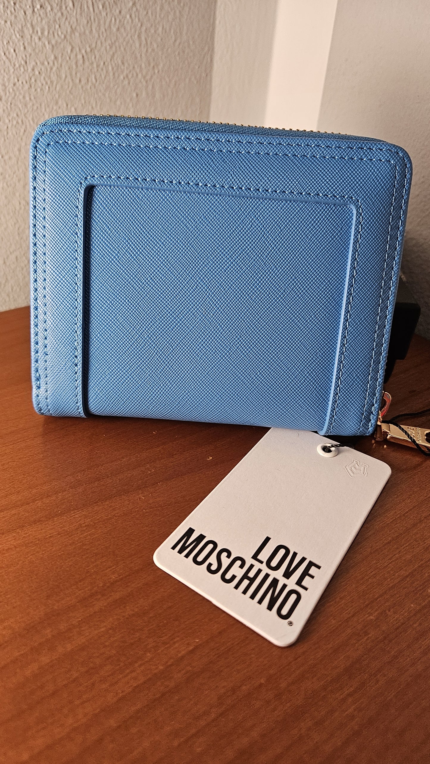 LOVE MOSCHINO Wallet Zip Around Studs Ocean Blue