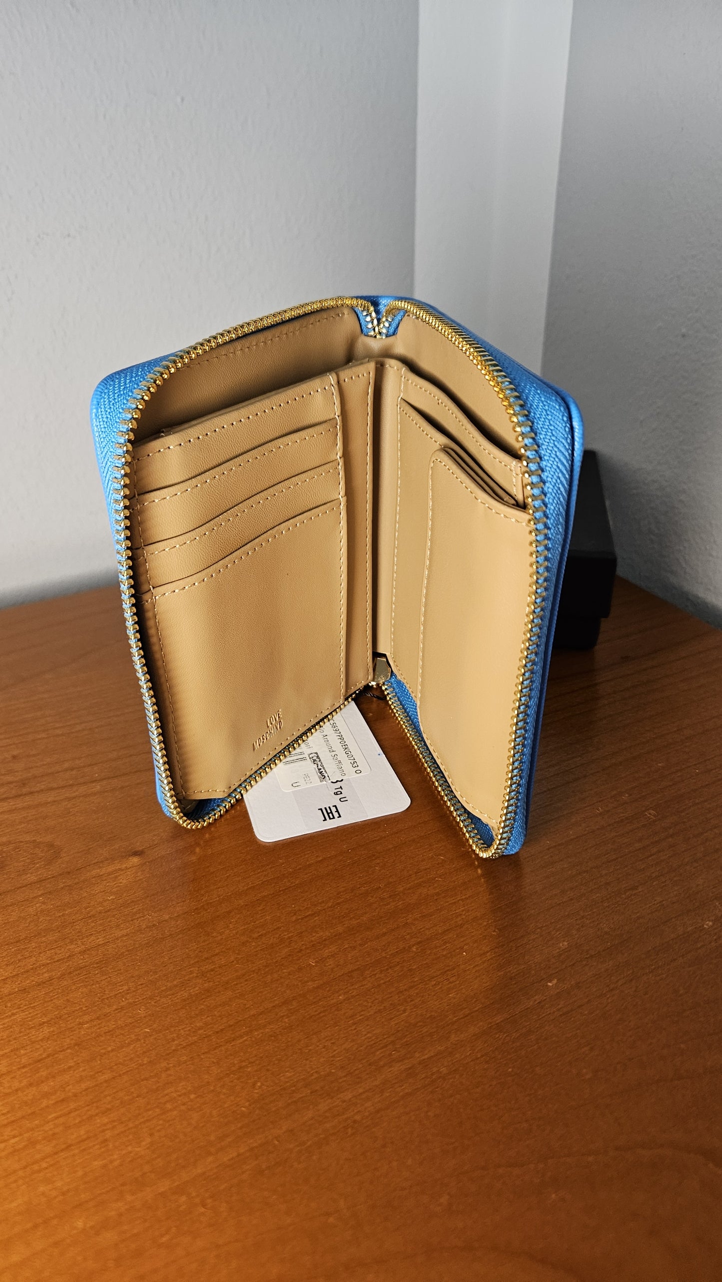 LOVE MOSCHINO Wallet Zip Around Studs Ocean Blue