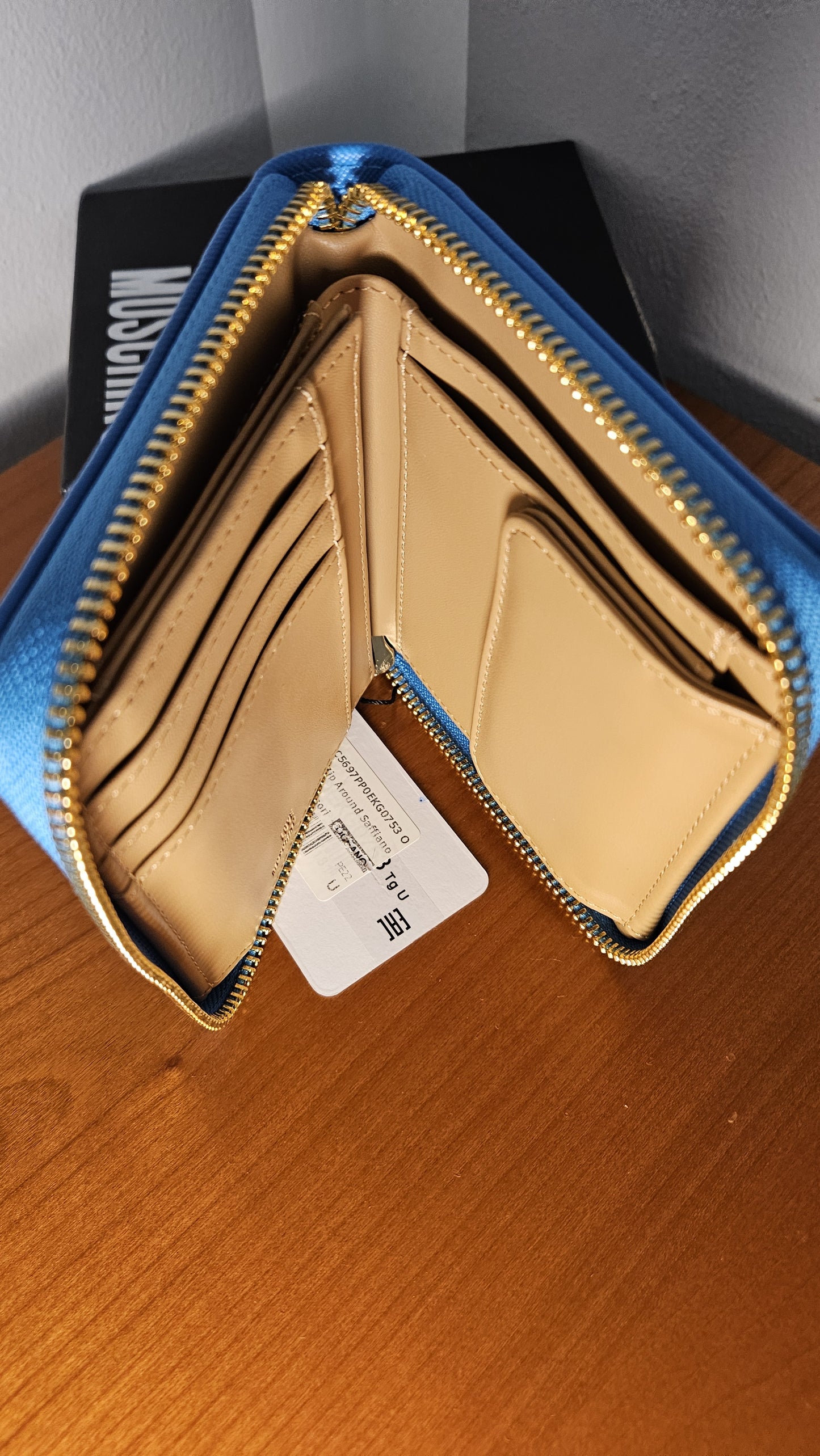 LOVE MOSCHINO Wallet Zip Around Studs Ocean Blue