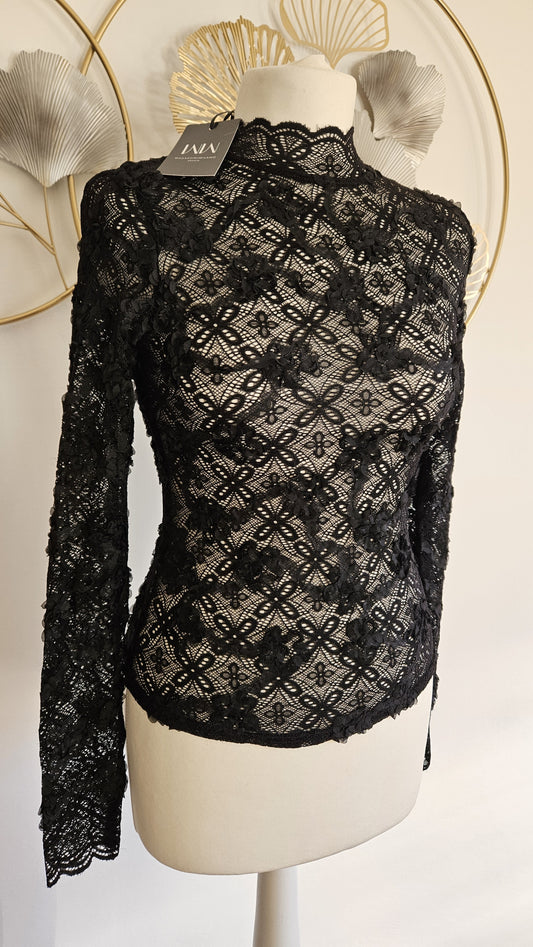 Maglia in pizzo nero