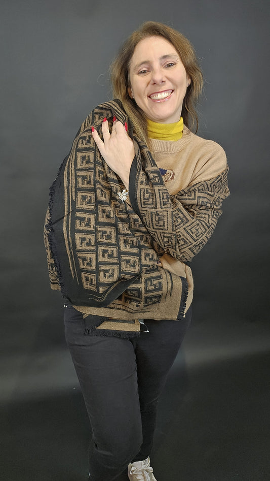 Pashmine Cashmere e Lana marrone e nera