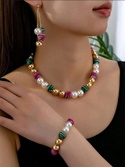 Set collana bracciale orecchini colorati
