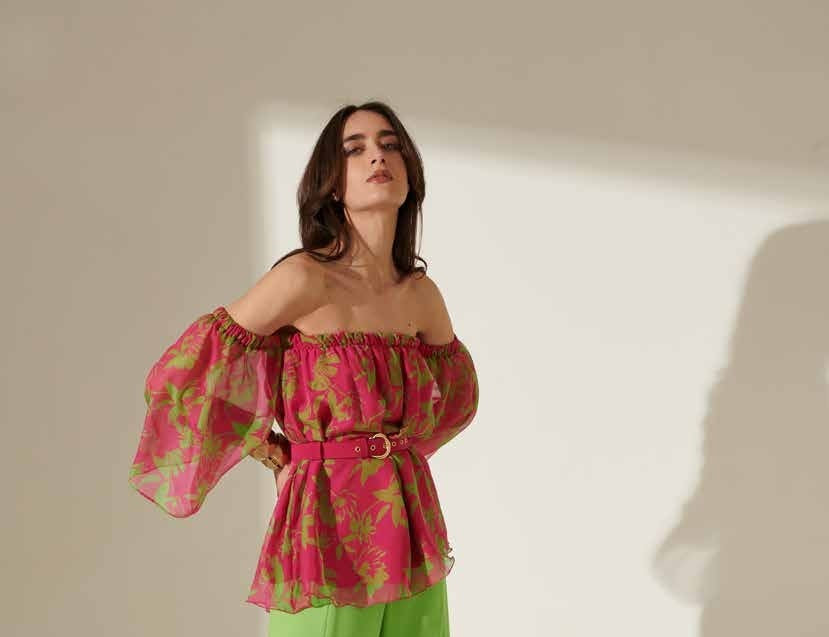 Top Bardot con Fantasia Floreale