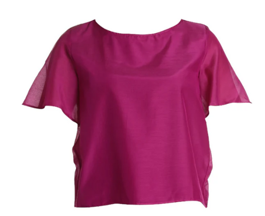 Blusa leggera in tessuto satinato di colore fucsia