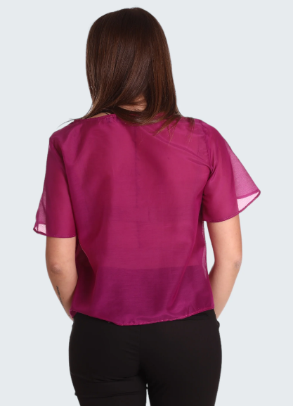 Blusa leggera in tessuto satinato di colore fucsia