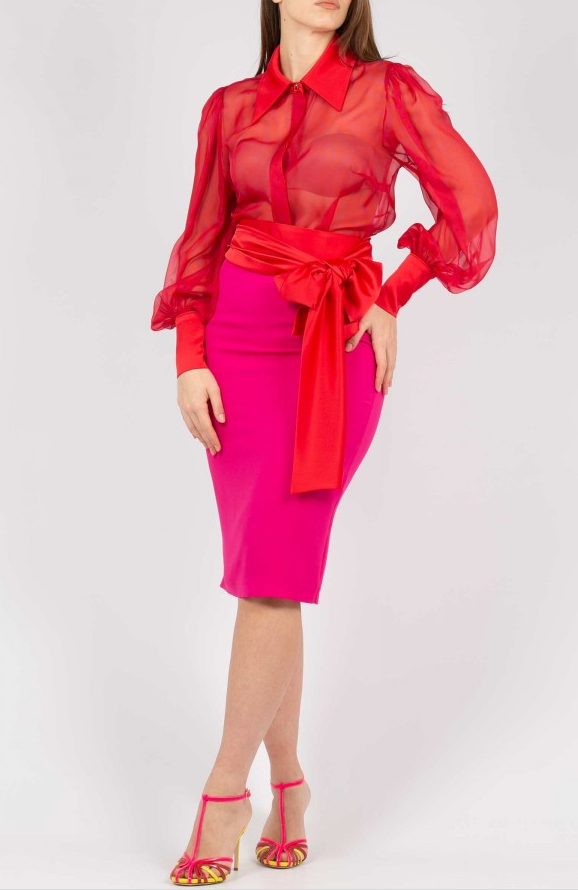 Vestito Rosa con Cintura