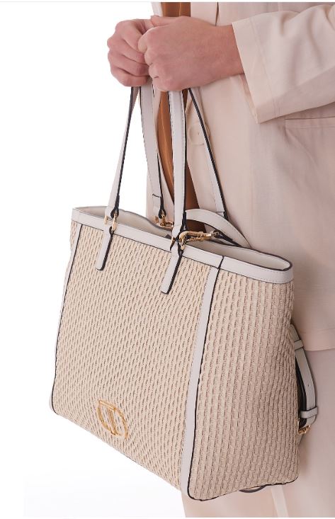 BORSA SHOPPER TWINSET INTRECCIATA CON LOGO