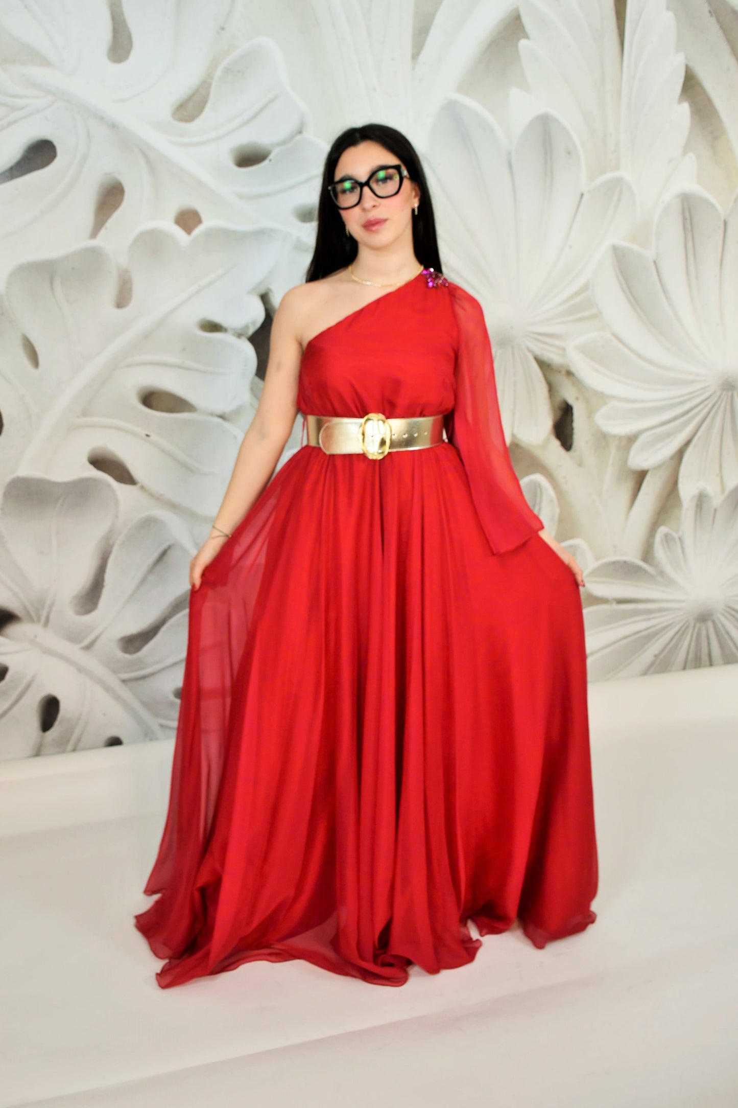 Vestito Rosso Monospalla