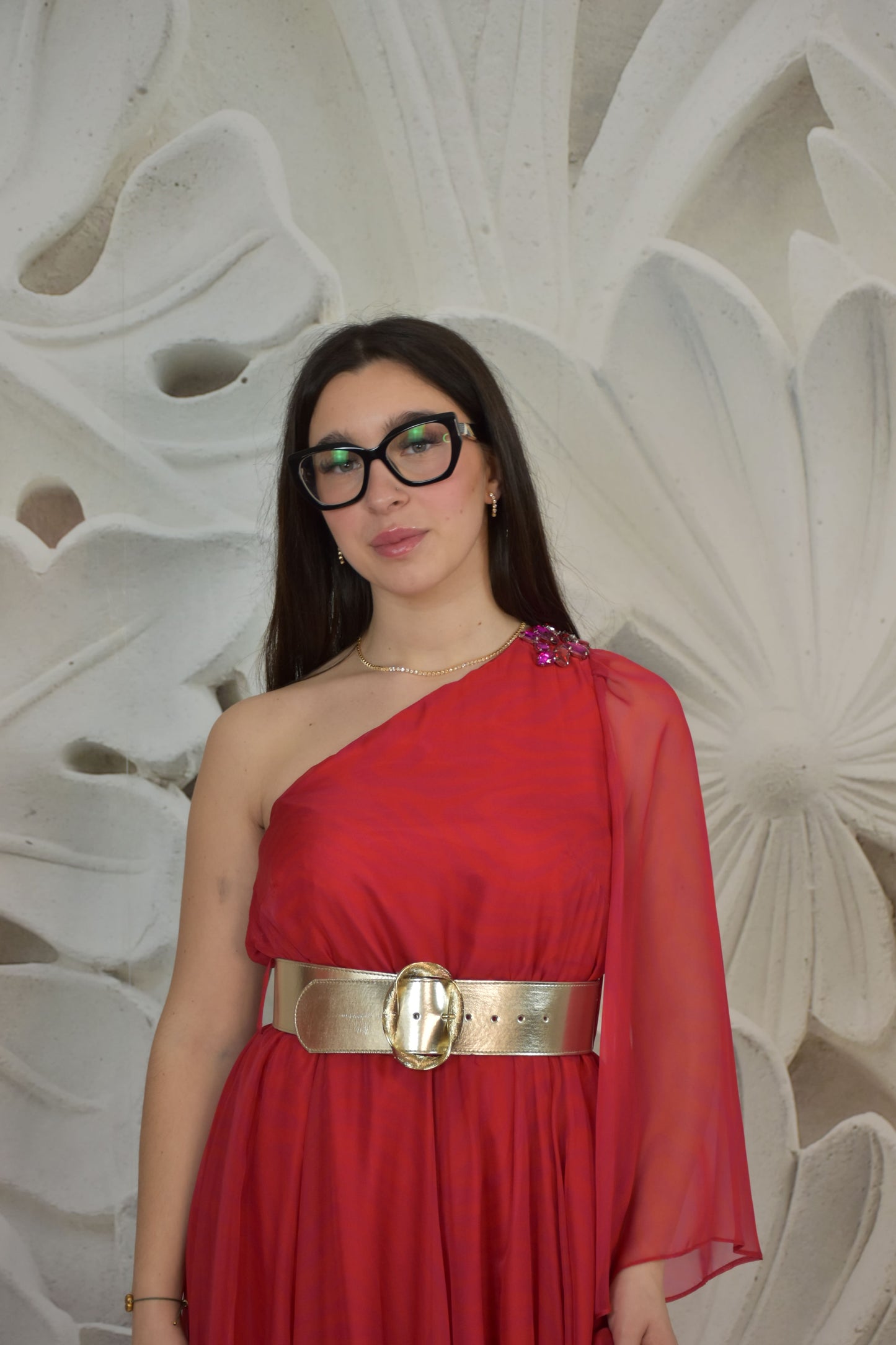 Vestito Rosso Monospalla