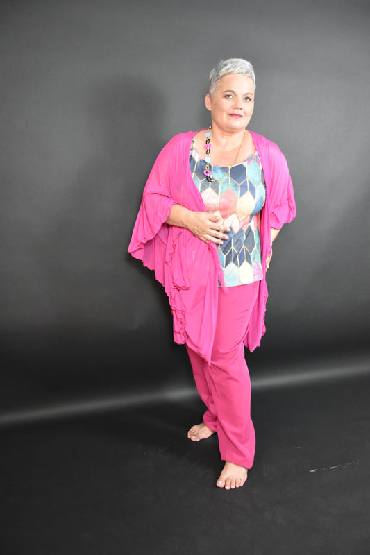 kimono top pantalone più collana