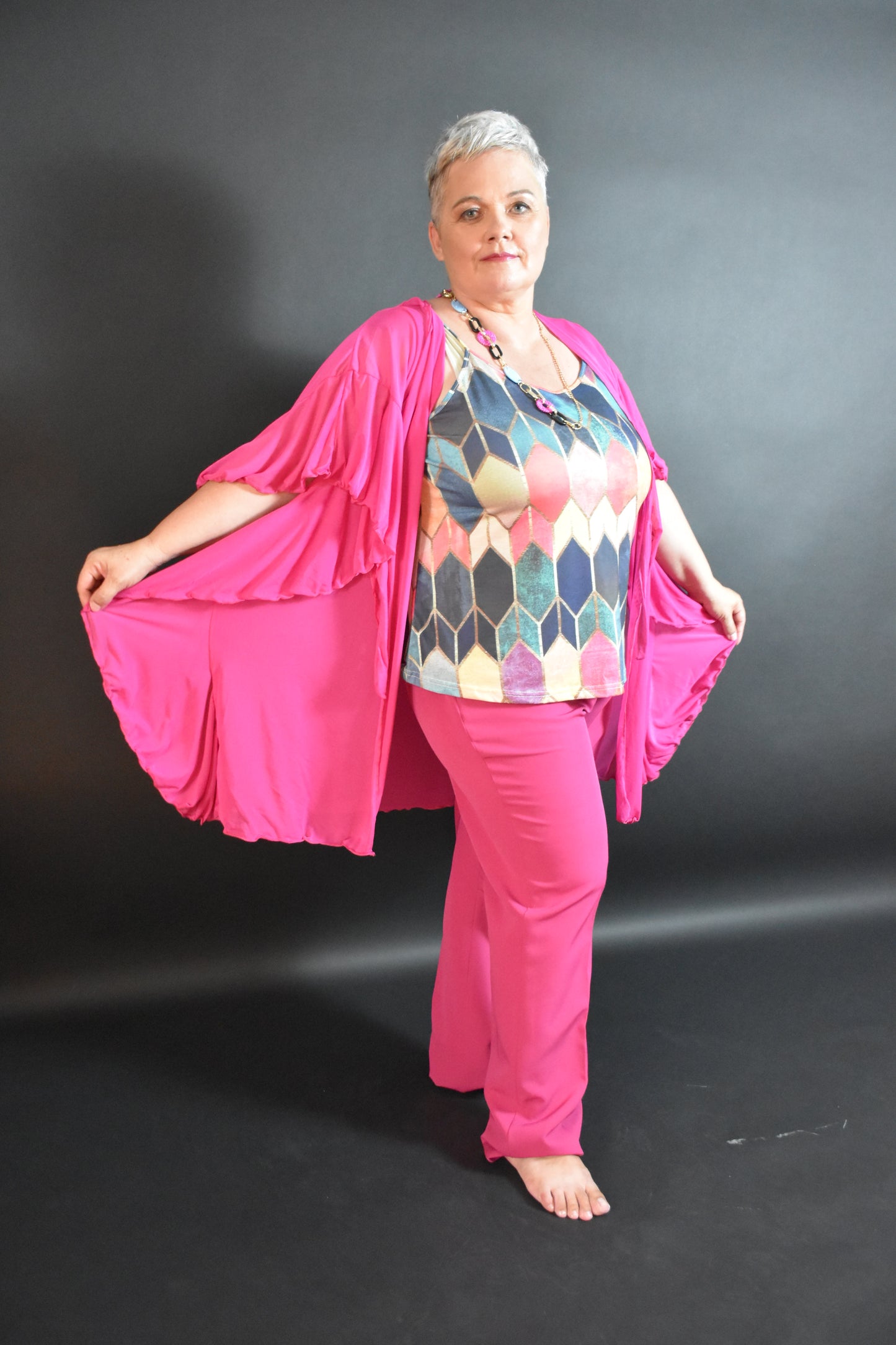 kimono top pantalone più collana