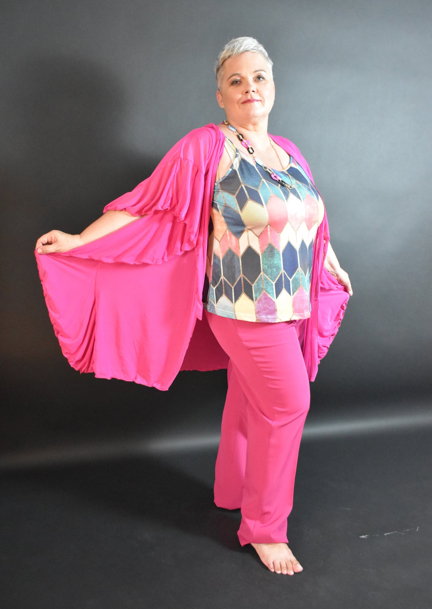 kimono top pantalone più collana