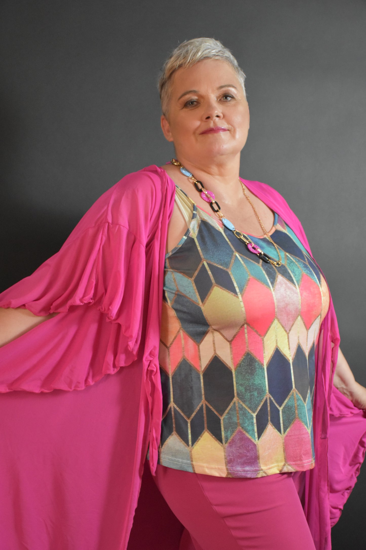 kimono top pantalone più collana