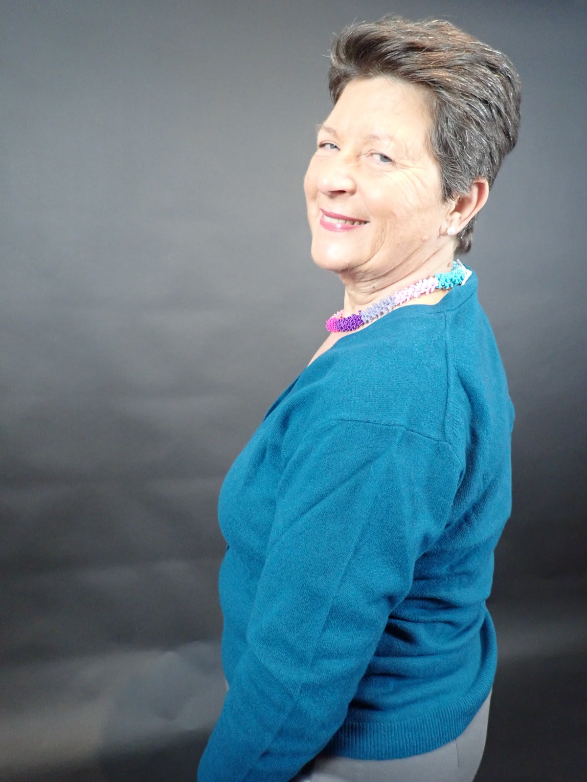 Cardigan scollo V blu petrolio
