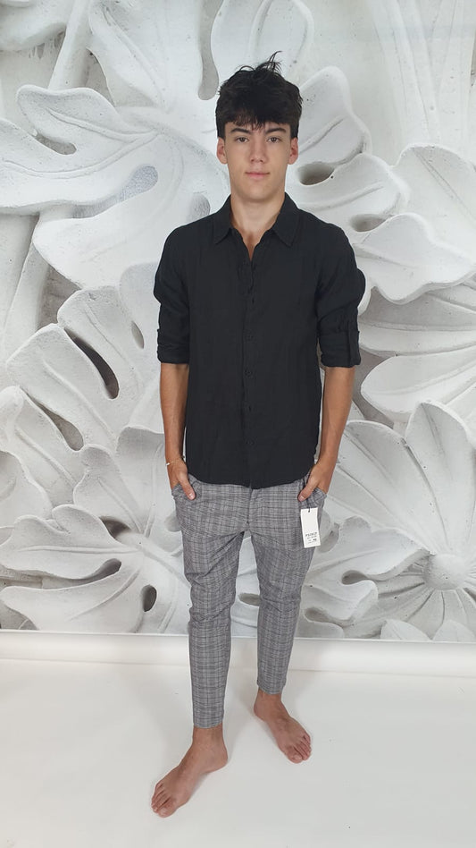 Camicia lino nera