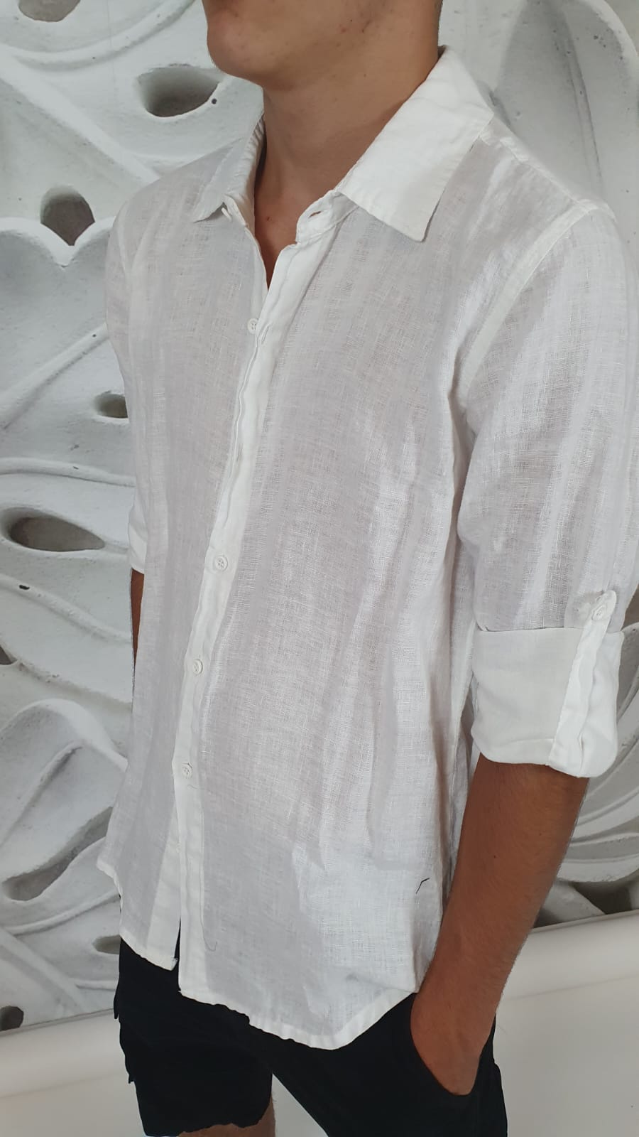 Camicia di lino bianca