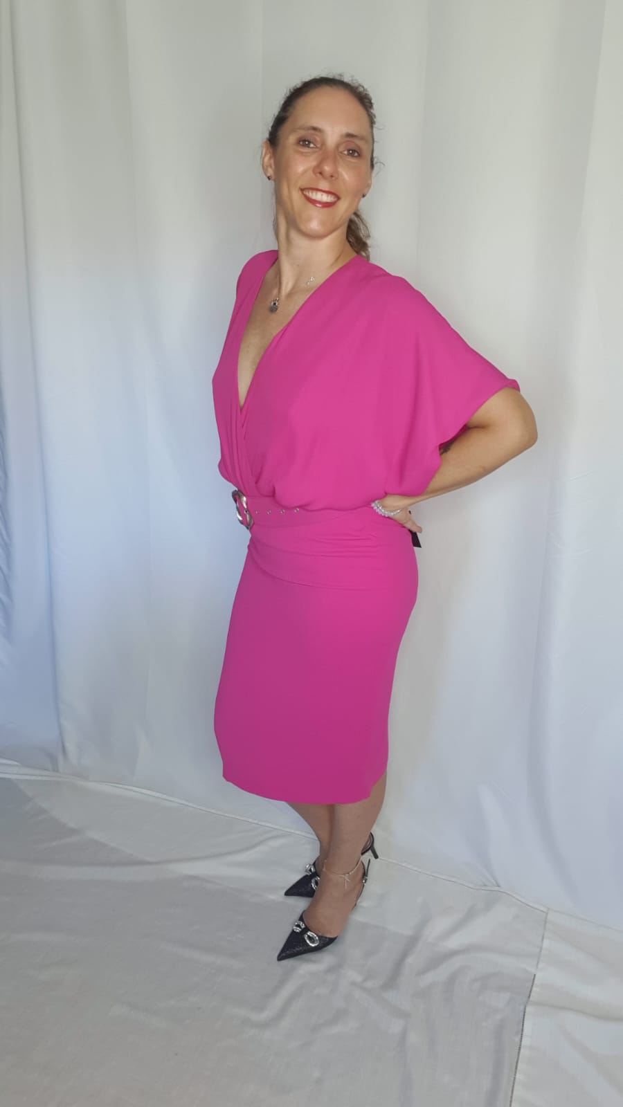 Vestito Rosa con Cintura