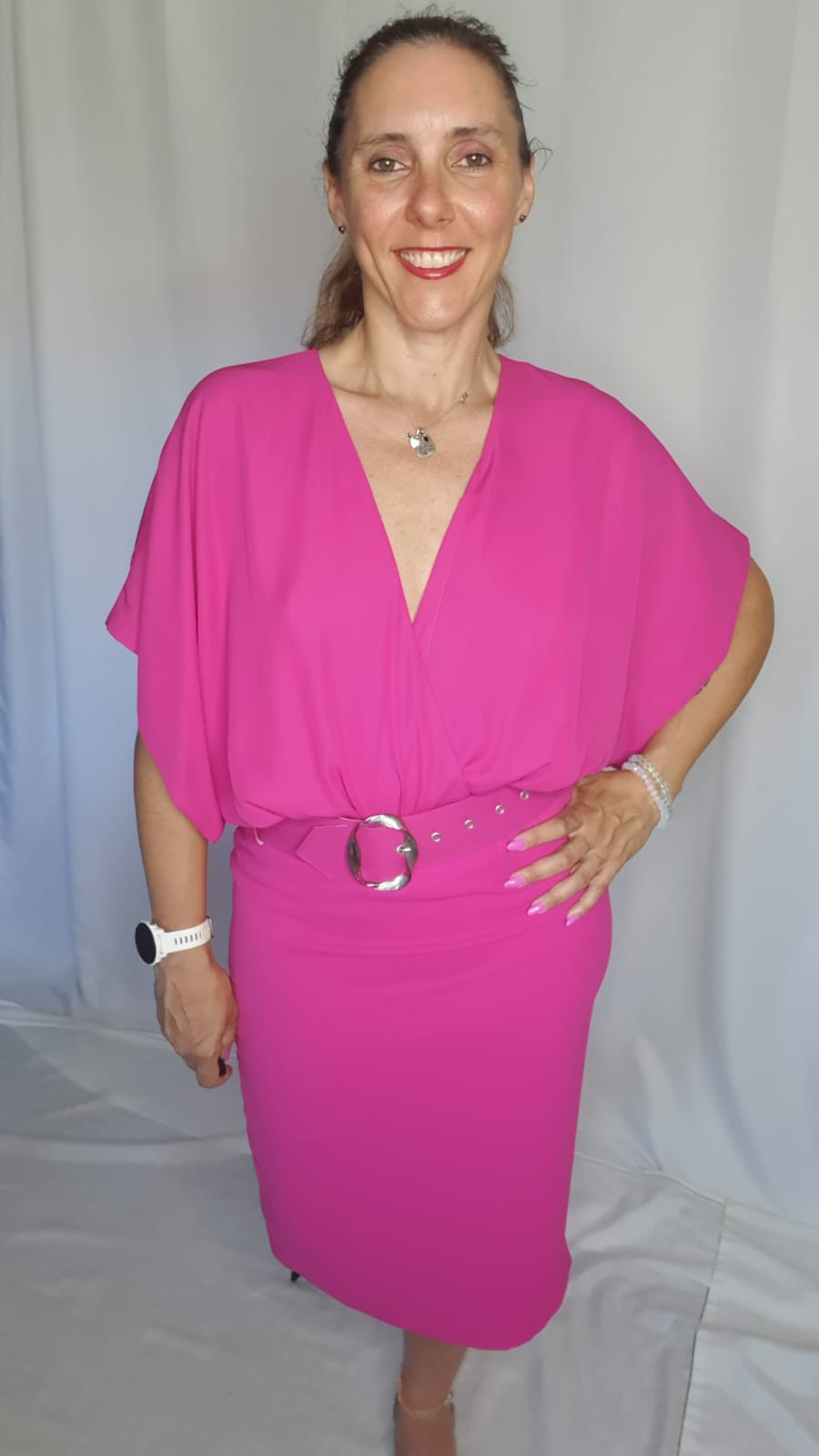 Vestito Rosa con Cintura