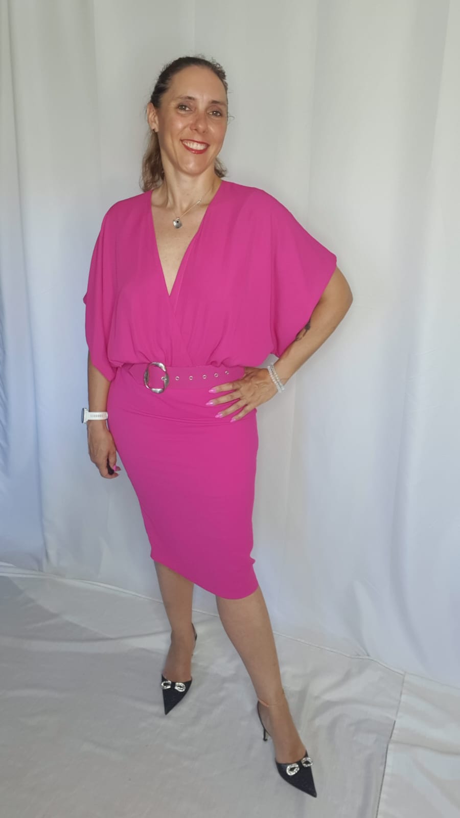 Vestito Rosa con Cintura