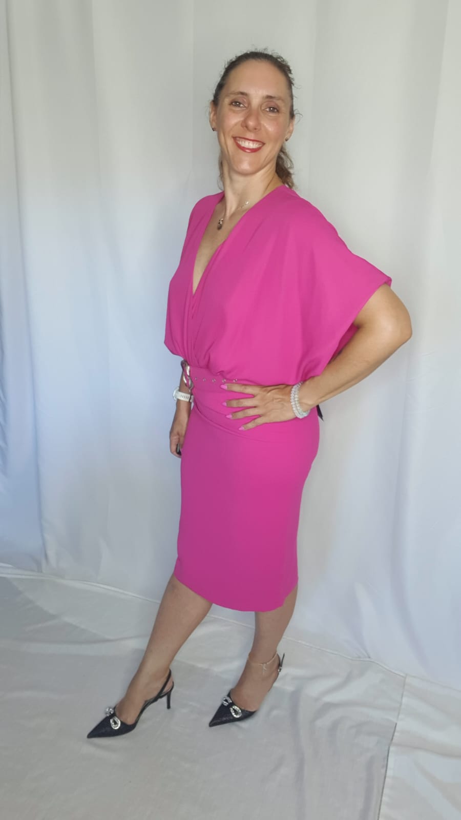 Vestito Rosa con Cintura