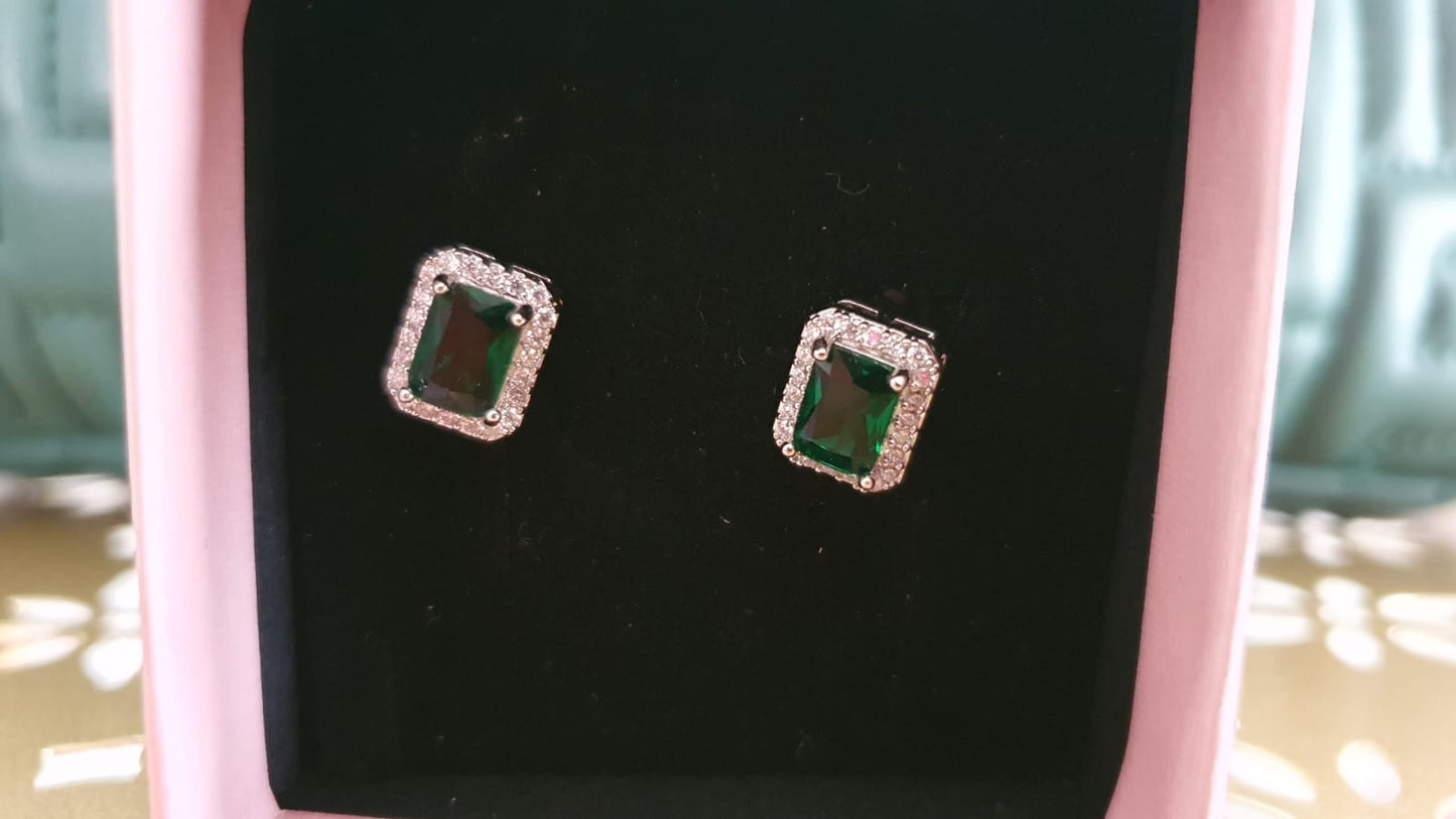 Orecchini Stroili con Pietra Rettangolare Verde